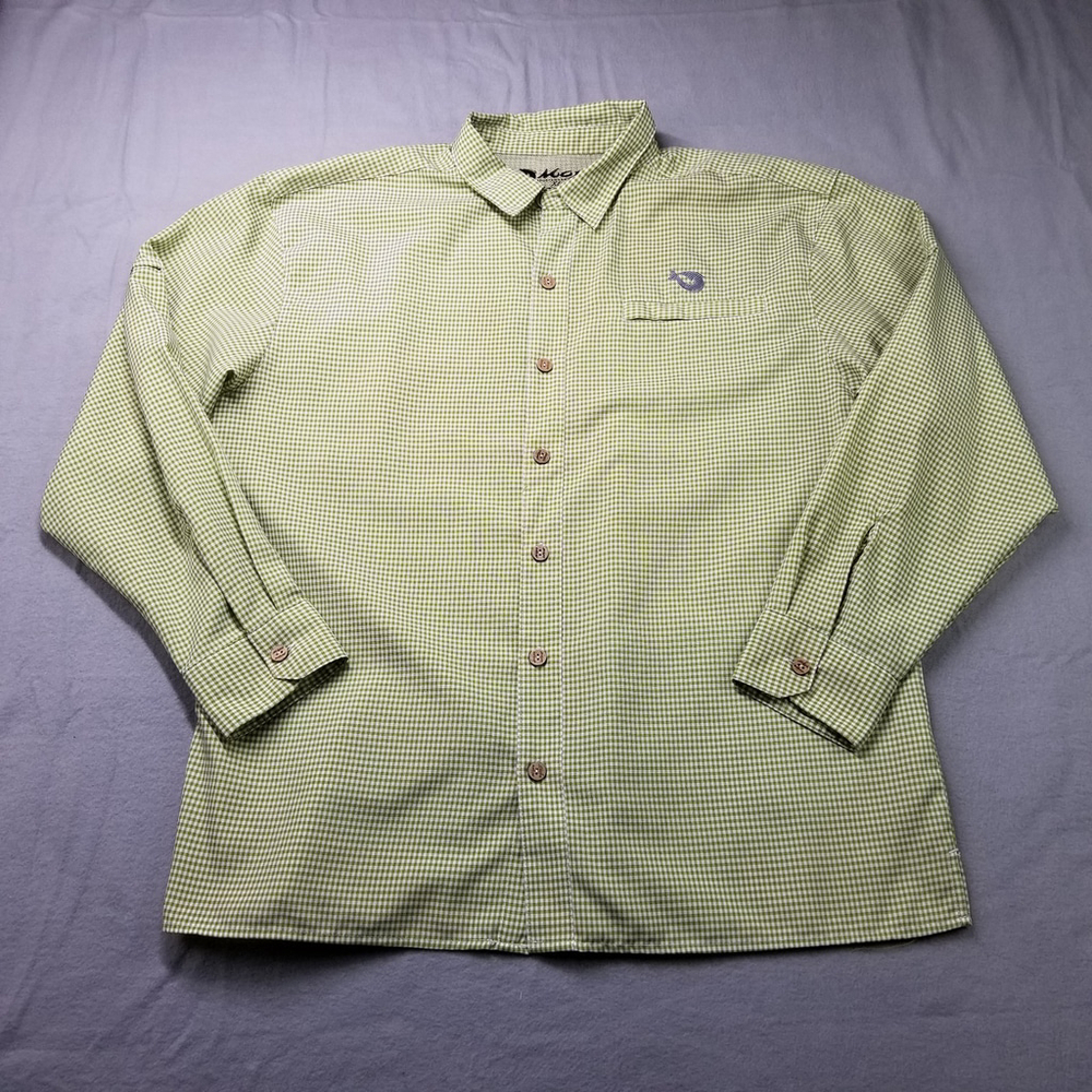 Mojo Sportswear Button Shirt Mens Size XL Green Plaid Long Sleeve Fishing